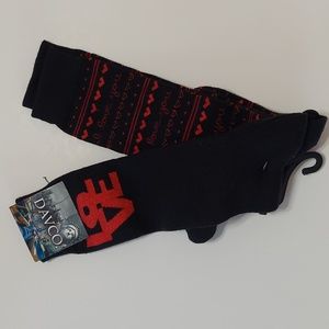 NWT Love Socks Black Red 2 Pairs Davco New York